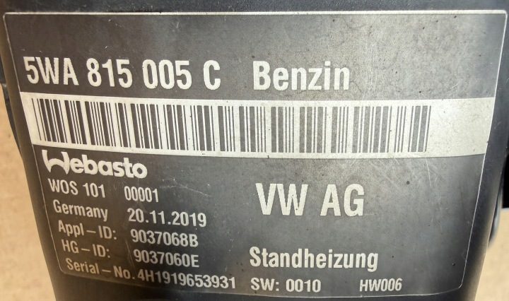 WEBASTO В СБОРЕ VW SKODA AUDI 5WA815005C ОРИГИНАЛ ИДЕАЛ, фото 9