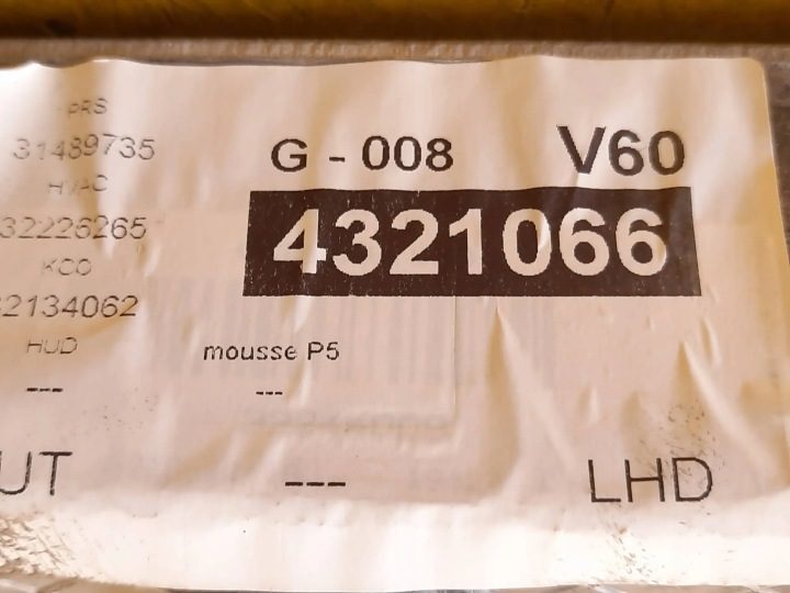 Volvo V60 II 19 г. КАРКАС ПАНЕЛИ КОНСОЛИ 31489735, фото 5
