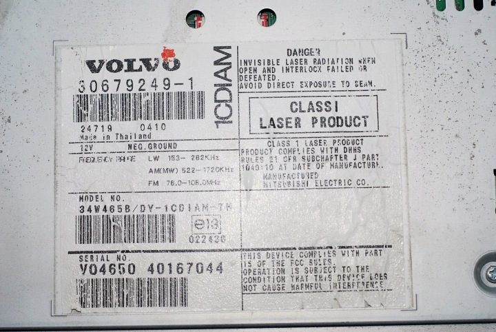 МАГНИТОЛА СЧИТЫВАТЕЛЬ ДИСКОВ CD VOLVO V50 S40 II C30 C70 30679249-1 30679249 1CDIAM, фото 5
