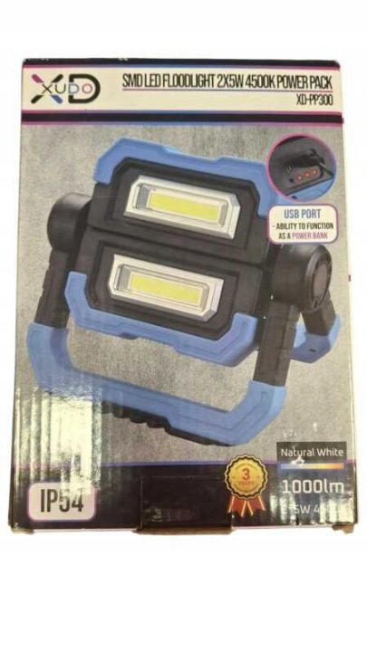 Противотуманная фара Прожектор LED переносной Складной 2x 5W 4500K Аккумулятор + USB, фото 1