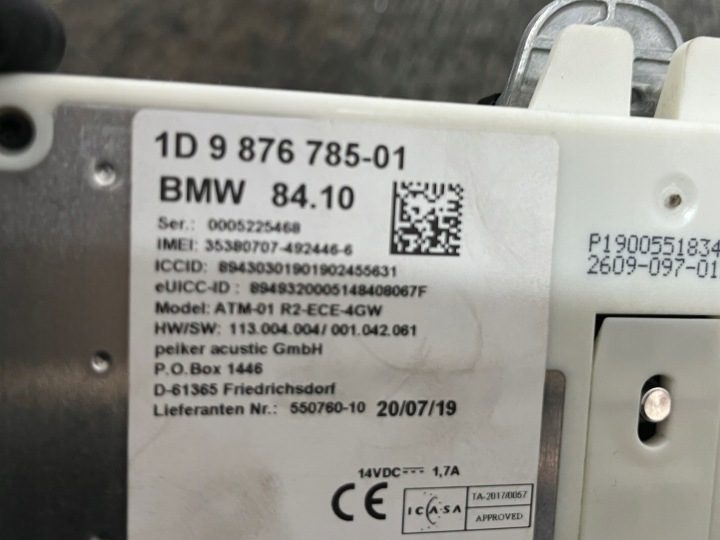 BMW X1 F48 РЕСТАЙЛИНГ 2.0d 19 г. АНТЕННА НА КРЫШУ ПЛАВНИК МОДУЛЬ TELEMATIK ОРИГИНАЛ, фото 12