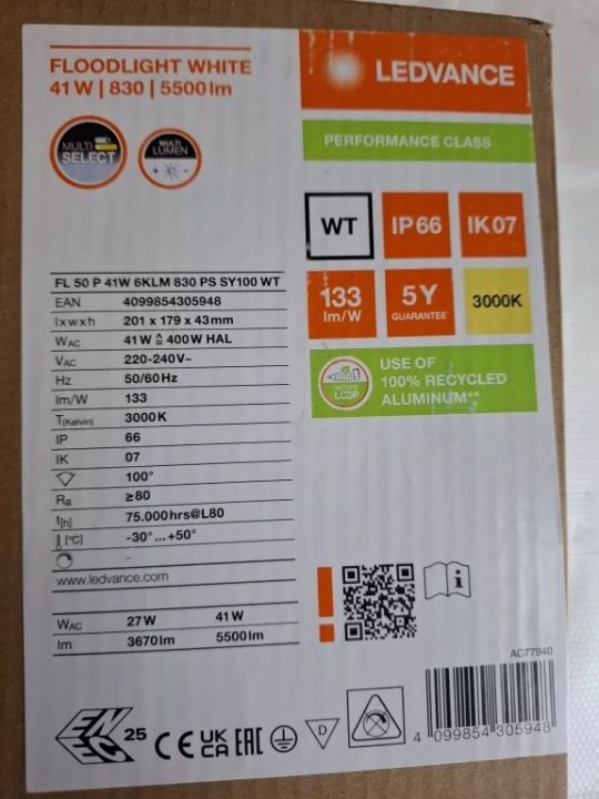 Прожектор LED Противотуманная фара 41W 5500lm 3000K IP66 Белая LEDVANCE Floodlight, фото 3
