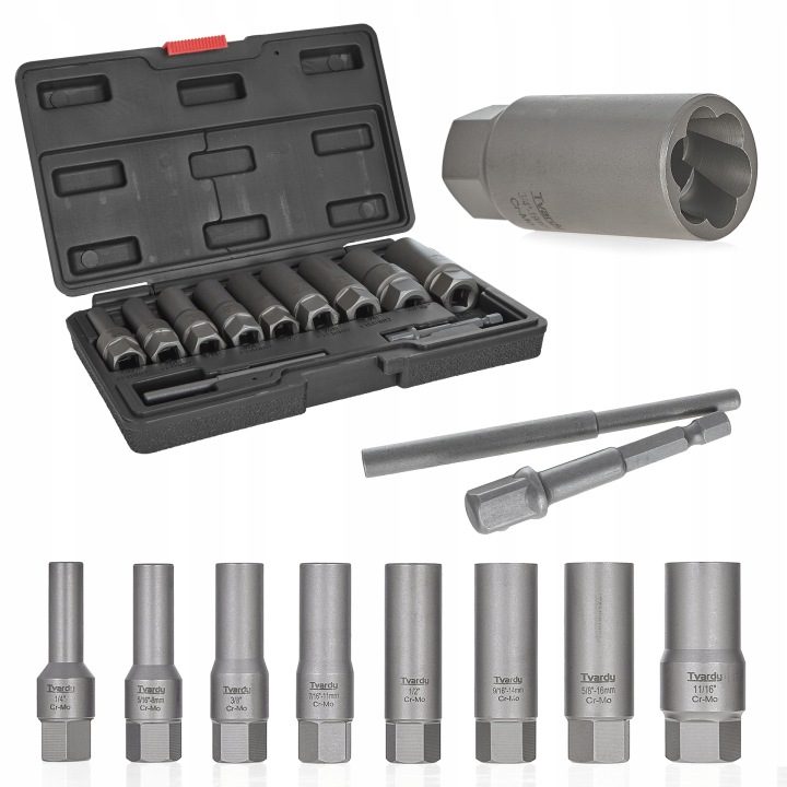 TVARDY Комплект długich насадок для urwanych болтов 11 шт. 6-19mm CR-MO T00130, фото 8
