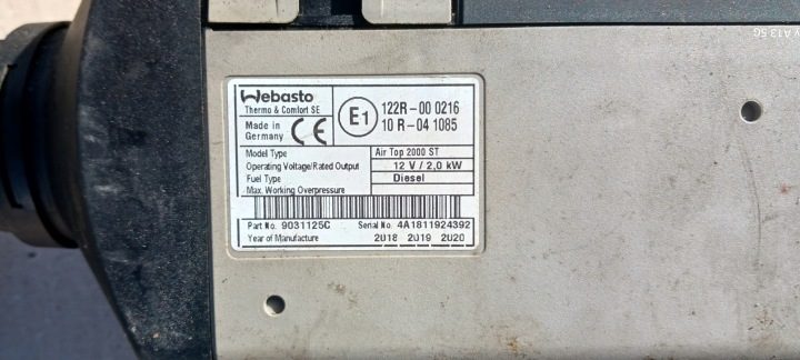 Автономный отопитель WEBASTO AIR Top 2000 STC 12V 2 кВт, фото 9