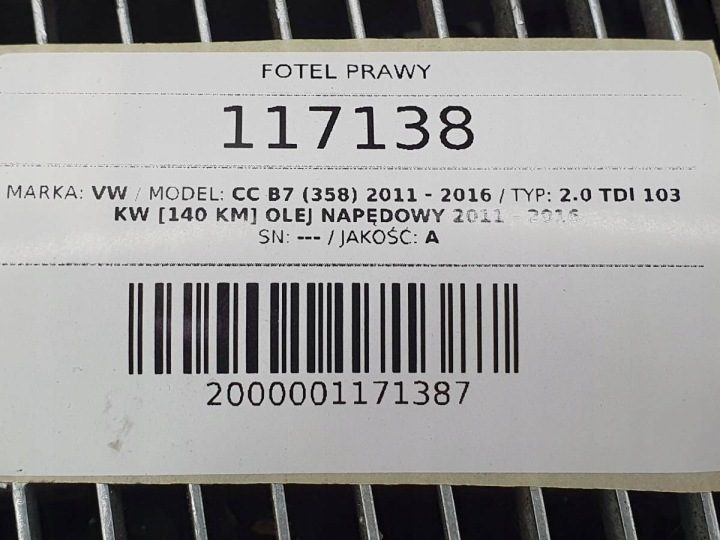 СИДЕНЬЕ ПЕРЕДНЕЕ ПРАВОЕ ПАССАЖИРА VW PASSAT B7 CC ЕВРОПА, фото 10