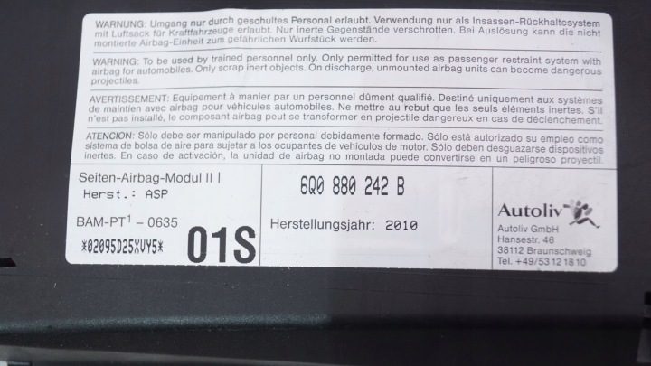 Подушка безопасности воздушная сиденья правая Skoda FABIA II 6Q0880242B, фото 2