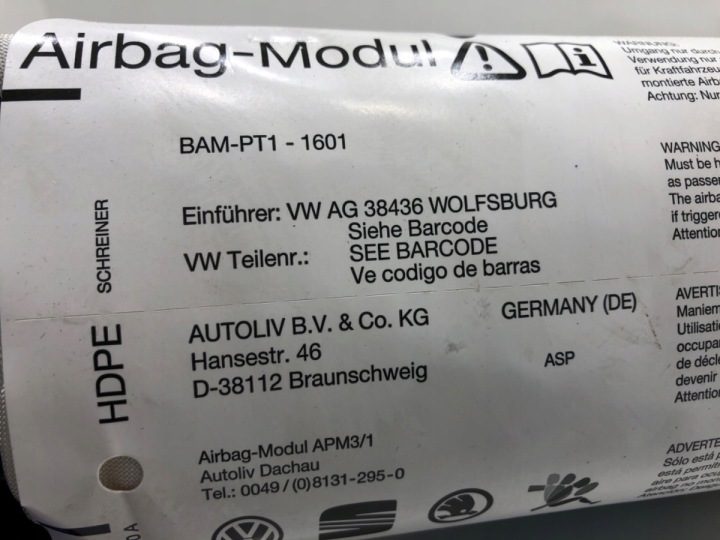 Подушка безопасности пассажира VW Golf V 1K0880204L 03-10 Airbag, фото 4