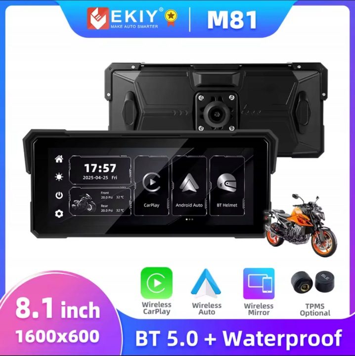 Carpuride W702S Pro Экран мотоциклетный 7" CarPlay Android Авто BM05 BT, фото 2