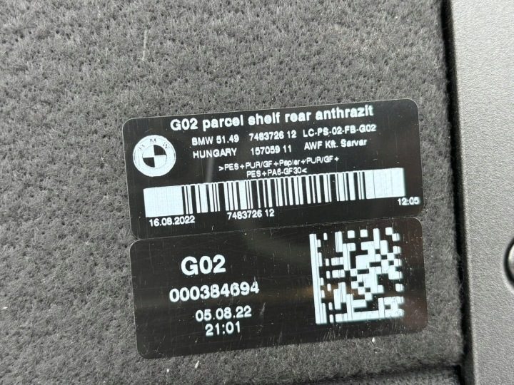 BMW X4 F98 G02 полка багажника задняя 7483726 7481881, фото 2