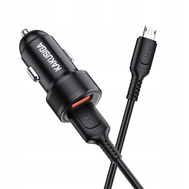 ЗАРЯДНОЕ УСТРОЙСТВО АВТОМОБИЛЬНОЕ KAKUSIGA DUAL ПОРТ + КАБЕЛЬ МИКРО USB 2.4A, фото 2