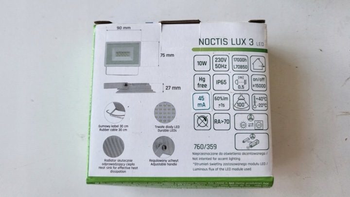 Прожектор Noctis LUX-3 LED 10W barwa zimna белый, фото 4
