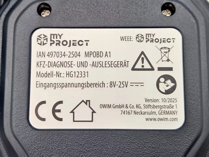 УСТРОЙСТВО ДИАГНОСТИЧЕСКОЕ MY PROJECT HG12331 OBDII MPOBD A1 *СОСТОЯНИЕ ЗАВОДСКОЕ, фото 6