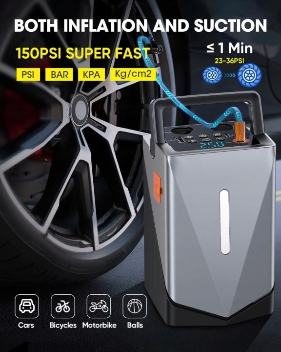 Повербанк пусковой 3000A компрессор 150 PSI Jump стартер 12V, фото 4