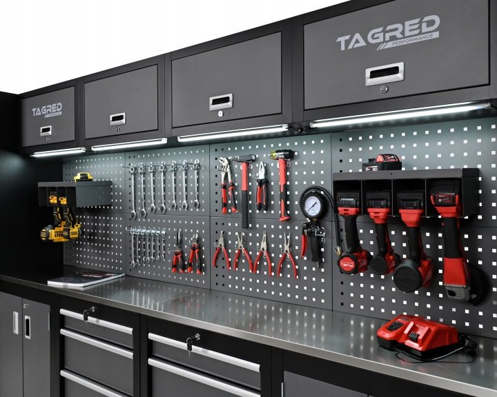 Подрамник инструментальный Tagred черный 8 ящиков сталь INOX с oświetleniem LED, фото 12