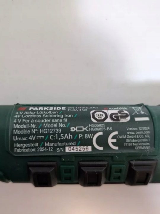 Аккумуляторный Паяльник PARKSIDE PLKA 4 C3 4V USB-C 470°C Станция Паяльная, фото 2