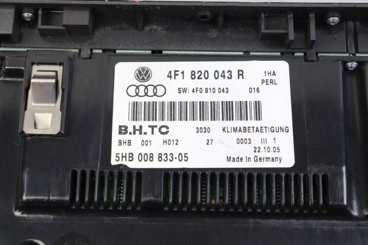 2006 Audi A6 S6 C6 4F Блок управления климатом 4F1820043R, фото 6