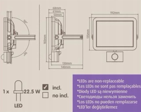 ПРОЖЕКТОР BLOOMA TELAMON LED 22,5W Z ДАТЧИКОМ, фото 3
