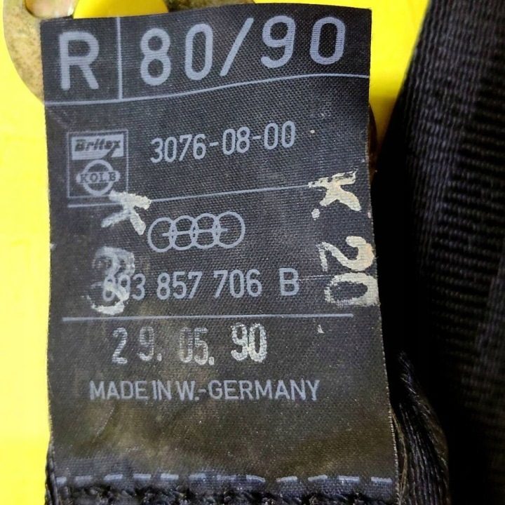 РЕМЕНЬ БЕЗОПАСНОСТИ ПРАВЫЙ ПЕРЕДНИЙ AUDI 80 90 B3 893857706B NR467, фото 4