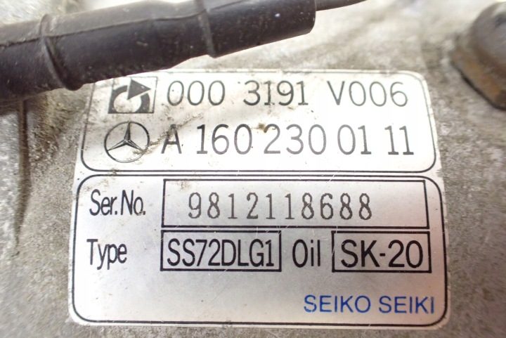 КОМПРЕССОР КОНДИЦИОНЕРА SMART FORTWO 450 I 0.6T 0003191V006 A1602300111, фото 12