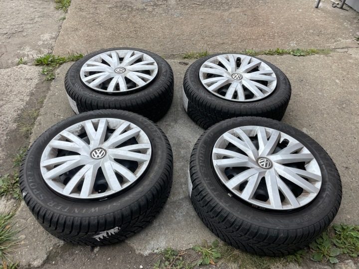 КОЛЕСА ЗИМА VW GOLF VII TOURAN CADDY 6x61 ET48 5x112 + 205/55/16 7 мм +КОЛПАКИ, фото 1