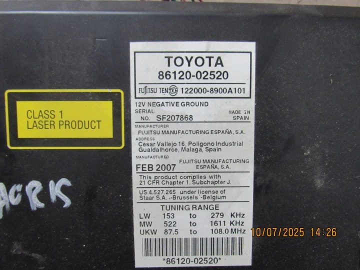 МАГНИТОЛА AURIS I 86120-02520, фото 5