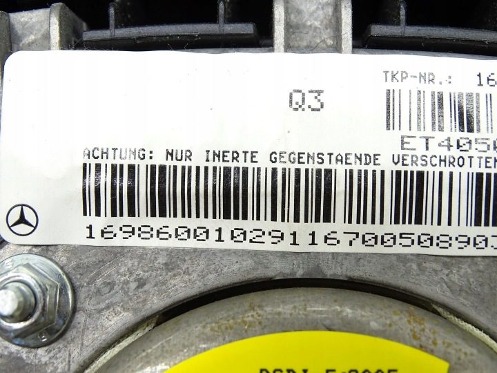 Mercedes A-КЛАСС W169 ПОДУШКА БЕЗОПАСНОСТИ РУЛЯ AIRBAG 1698600102, фото 5