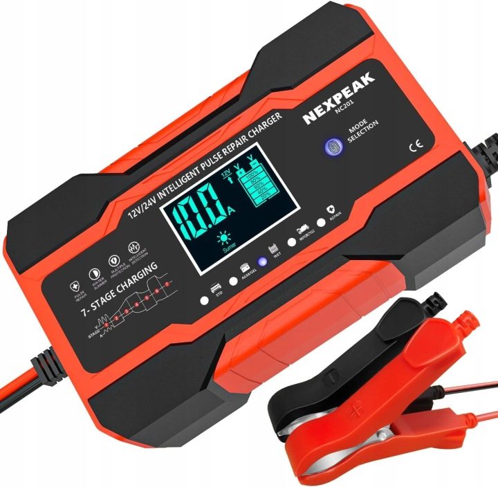 Зарядное устройство автомобильное 10A, 12V/24V LCD, фото 1