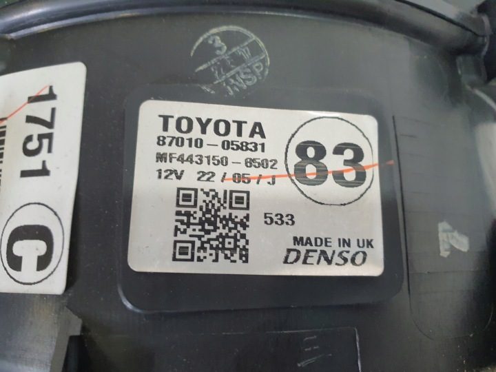 ВЕНТИЛЯТОР КОРПУС ОТОПИТЕЛЬ TOYOTA AVENSIS T25 87010-05831, фото 2
