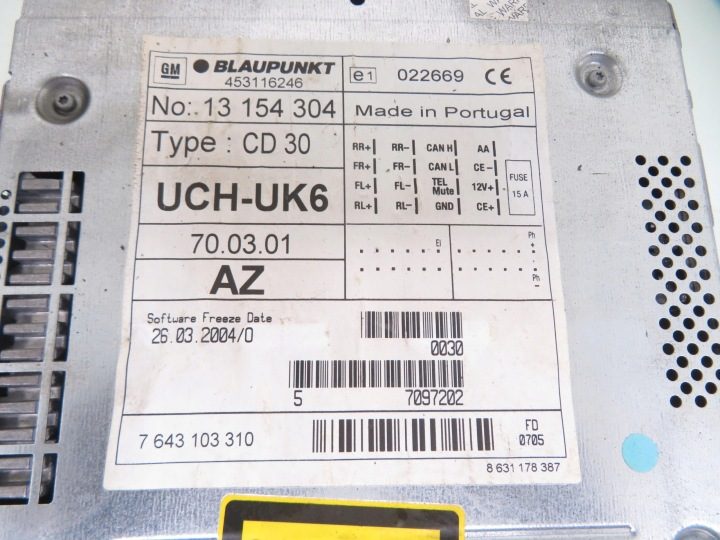 МАГНИТОЛА CD30 OPEL ASTRA III H 13154304 7643103310 13111165, фото 10