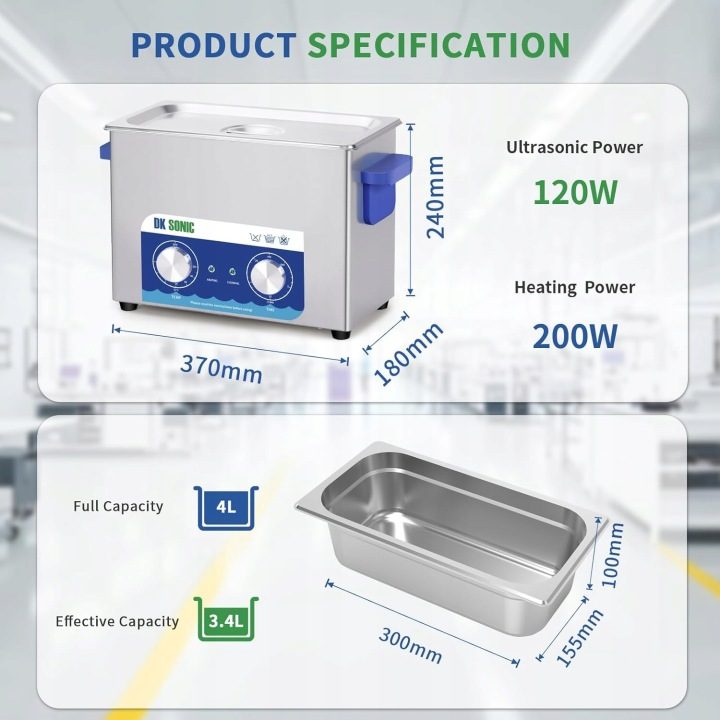 DK SONIC Ultrasonic Cleaner 4L – мойка stołowa с стали nierdzewnej M1859, фото 6