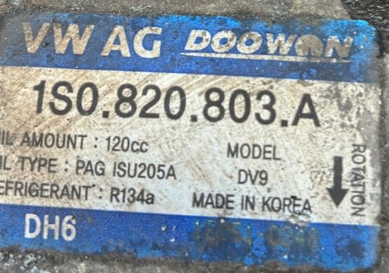 КОМПРЕССОР КОНДИЦИОНЕРА VW UP 1S 1S0 1.0MPI 1S0820803A, фото 2