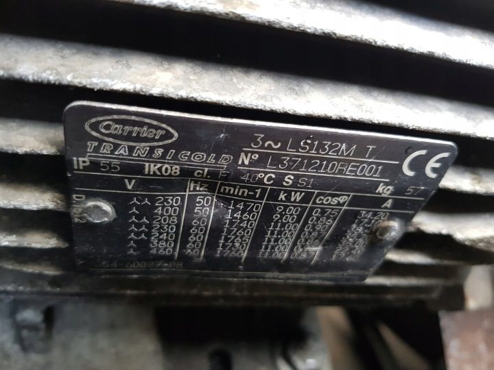 ДВИГАТЕЛЬ ЭЛЕКТРИЧЕСКИЙ 11 кВт CARRIER SUPRA 850, фото 2