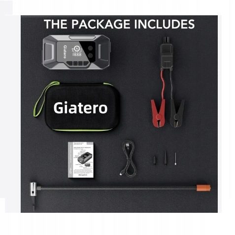 GIATERO Повербанк Пусковой 4000A Компрессор 150 PSI LCD USB QC3.0 LED, фото 2