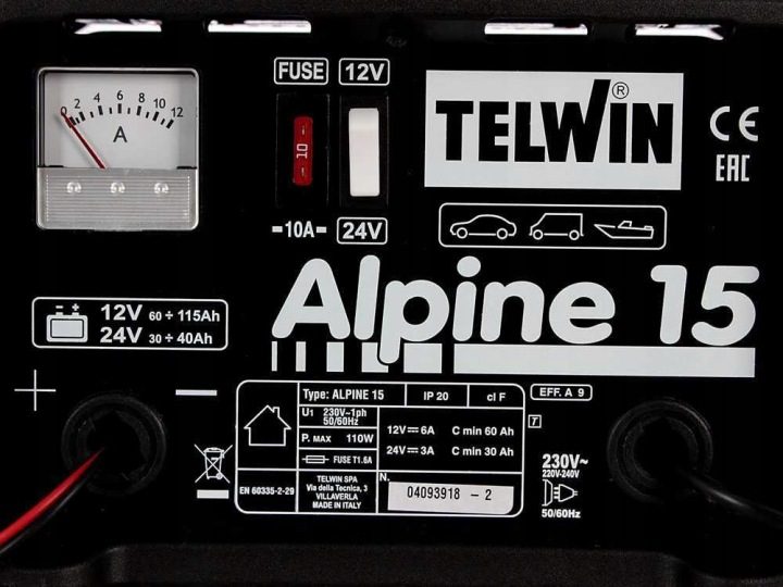 Зарядное устройство для аккумуляторов ALPINE 15 12/24V Telwin, фото 8