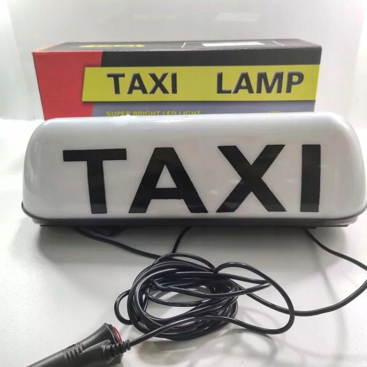Проблесковый маячок taxi белый LED 35 см магнит разъем 3 м, фото 3