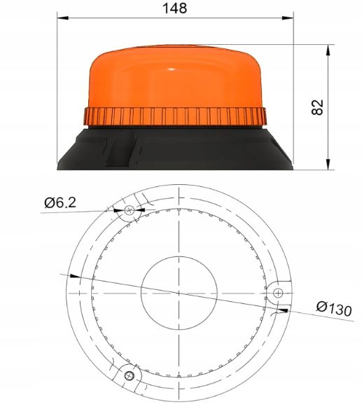 LED-MARTIN Фонарь XR20 ECO 12/24V Оранжевый ECE-R65 3-śrubowa, фото 4