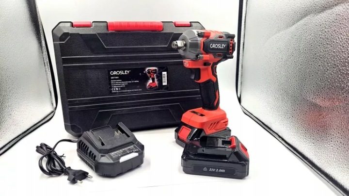 Ударный гайковерт 1/2″ 400 Нм GROSSLEY 2 аккумуляторы 2.0Ah зарядное устройство 2A КЕЙС, фото 1
