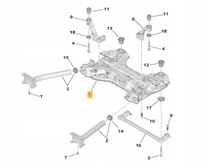 Подрамник Рама Траверса Кронштейн Рычаг Балка Citroen C4 Picasso II 13-, фото 1
