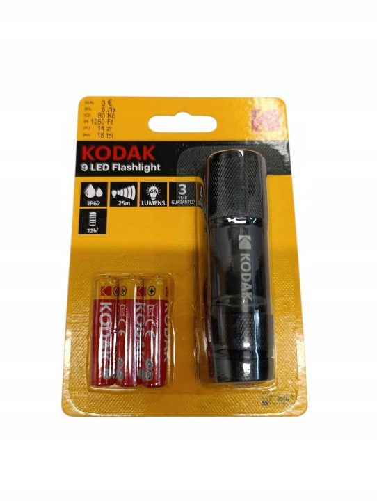 KODAK ФОНАРИК 9-LED BLACK 3xAAA K3AHZ R03 MINI, фото 1