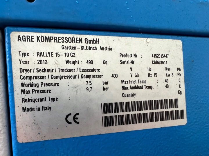 Компрессор масляный Atlas Copco 15-10 G2 0 l 10 бар, фото 2