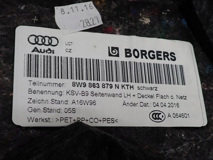 ОБШИВКА БАГАЖНИКА ЛЕВАЯ 8W9863879 AUDI A4 B9 8W УНИВЕРСАЛ 17 г., фото 4