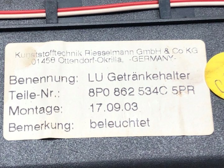 ДЕРЖАТЕЛЬ ПОД НАПИТКИ AUDI A3 8P 8P0862534C 03-13 Хэтчбек СТАКАНЫ, фото 5