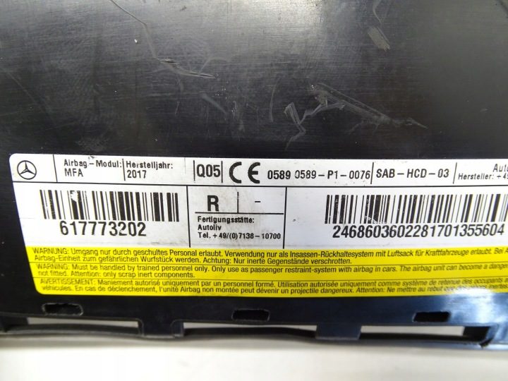 ПОДУШКА БЕЗОПАСНОСТИ ВОЗДУШНАЯ СИДЕНЬЯ ПРАВАЯ ПЕРЕДНЯЯ MERCEDES W176 617773202, фото 4