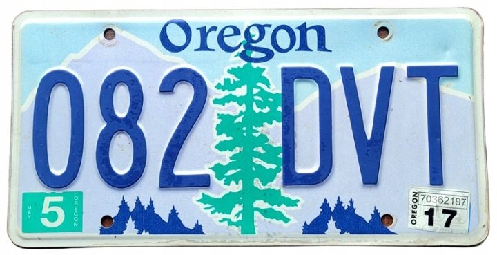 Oregon 1992 - табличка номерная с США, фото 1