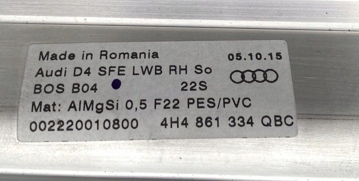 AUDI A8 D4 РЕСТАЙЛИНГ ШТОРКА ЗАДНЯЯ ЭЛЕКТРИЧЕСКАЯ ДВЕРИ ПРАВАЯ LONG 4H4861334 QBC, фото 3