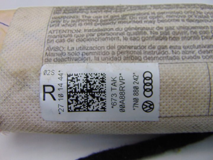 ПОДУШКА БЕЗОПАСНОСТИ СИДЕНЬЯ AIRBAG ПРАВЫЙ VW SHARAN 7N ALHAMBRA II 7N0880242, фото 4
