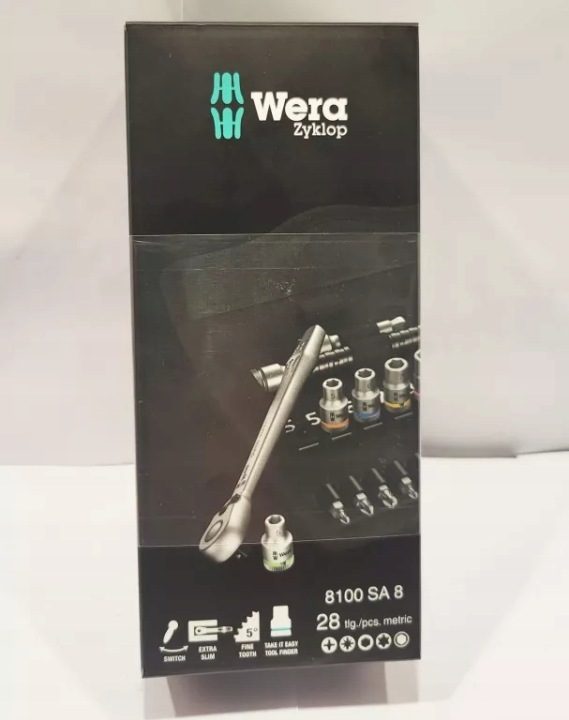 Трещотка с головками 1/4", комплект 28-cz. Zyklop Металл Switch WERA, фото 1