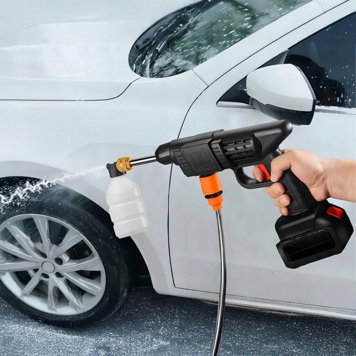 МОЙКА ВЫСОКОГО ДАВЛЕНИЯ АККУМУЛЯТОРНАЯ 30 бар 2X АКБ 21V МУЛЬТИФУНКЦИОНАЛЬНАЯ ФОРСУНКА, фото 2