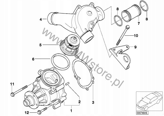 BMW M3 E36 E46 S54 Z3 S50 Z4M E85 E86 3.2 S54B32 ТЕРМОСТАТ 1318274 2002 г., фото 9