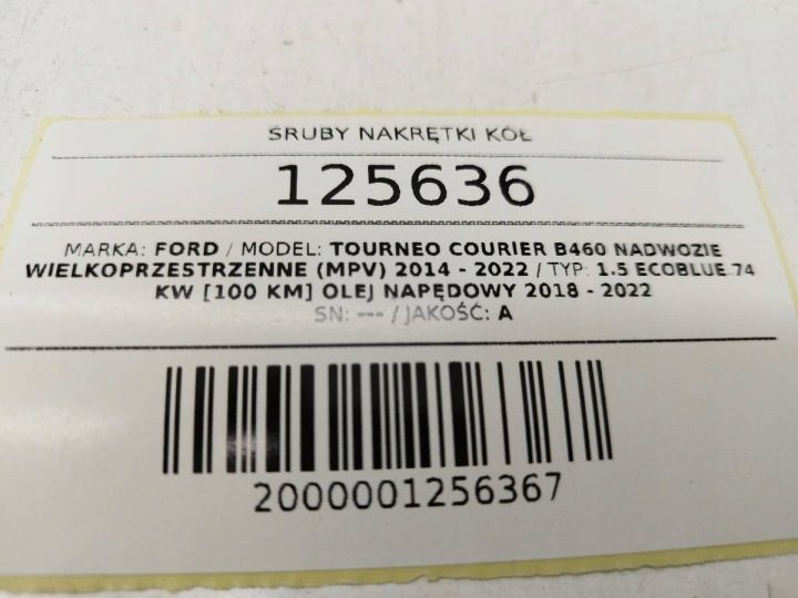 БОЛТЫ ГАЙКИ КОЛЕС STALOWYCH TRANSIT TOURNEO COURIER B460 2020, фото 4